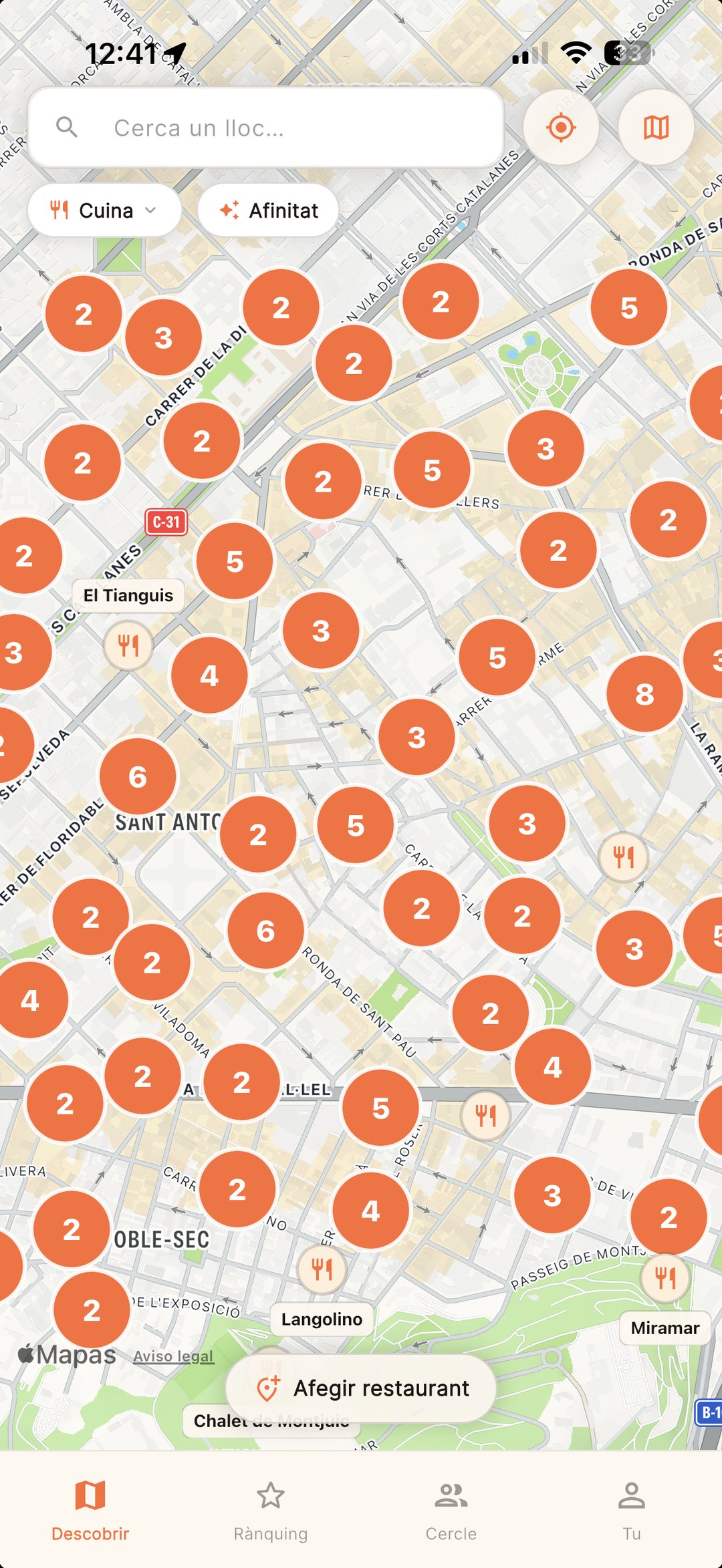 Mapa amb restaurants